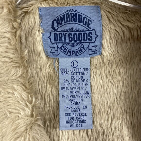 Cambridge Dry Goods Corduroy Vest Womens Large Tan Red Floral Faux Fur Button Up - Picture 3 of 10